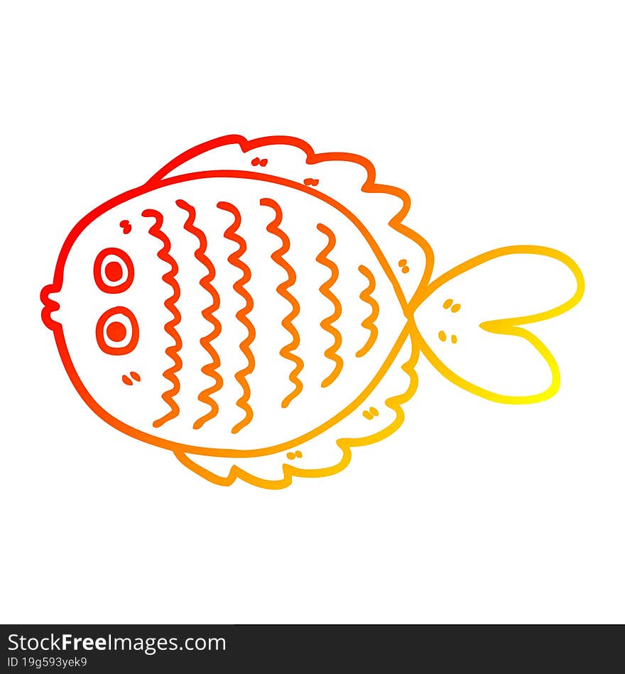 warm gradient line drawing cartoon flat fish