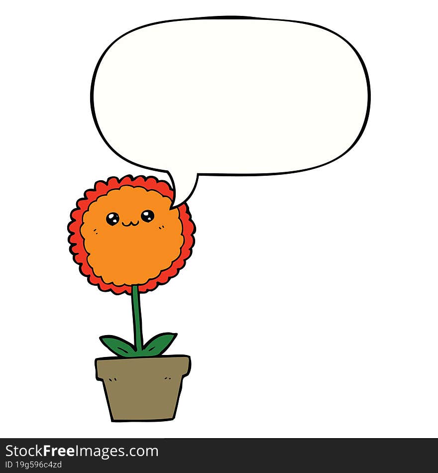 cartoon flower and speech bubble