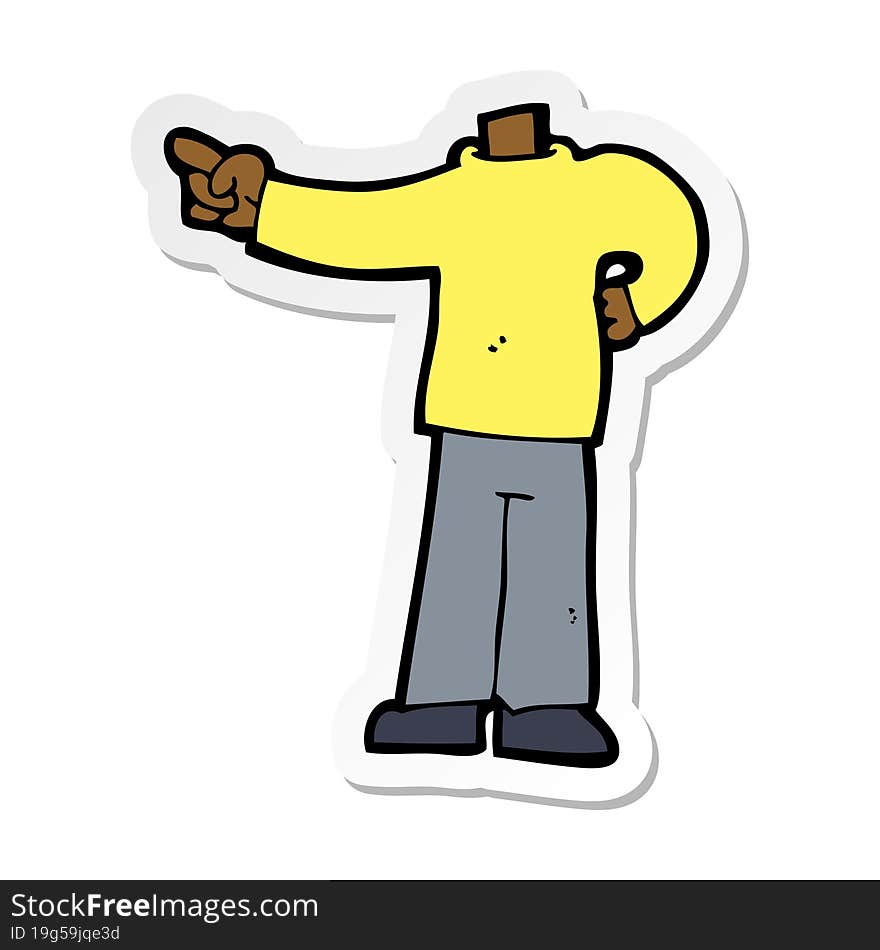 sticker of a cartoon pointing body