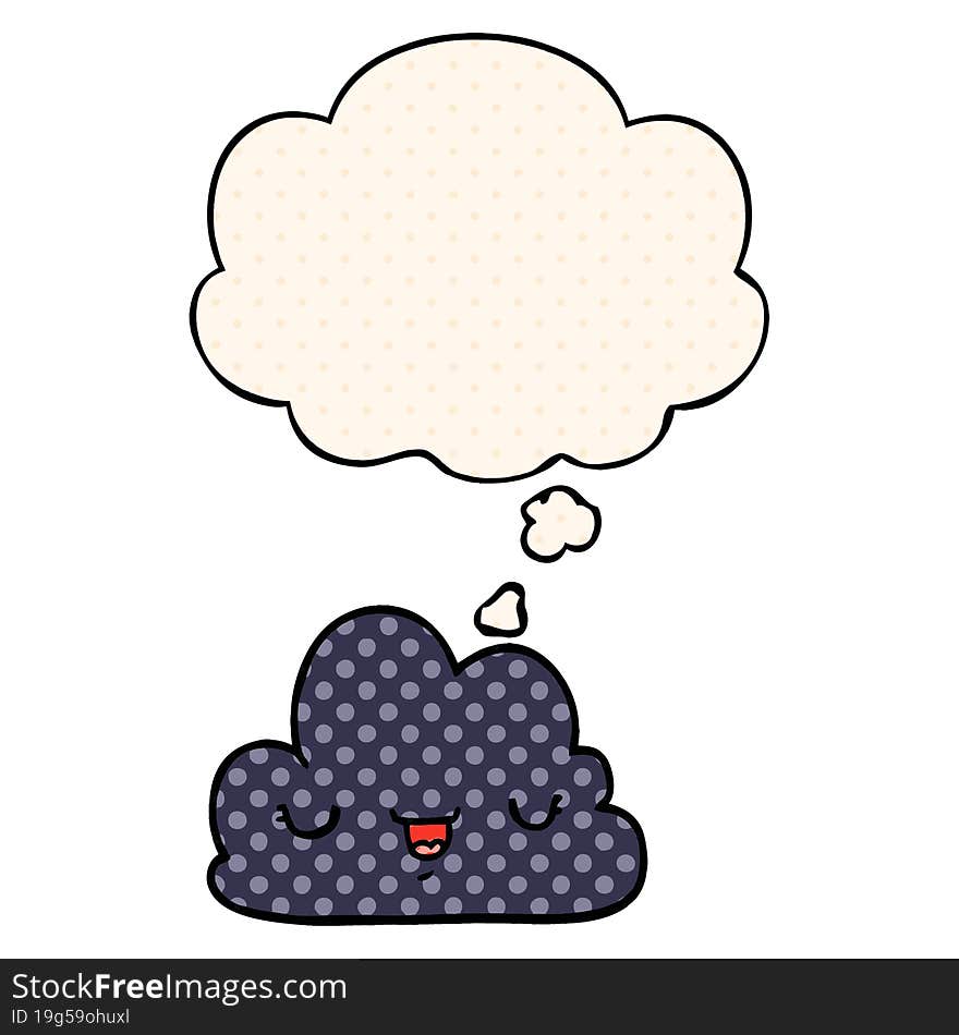 Cute Cartoon Cloud And Thought Bubble In Comic Book Style