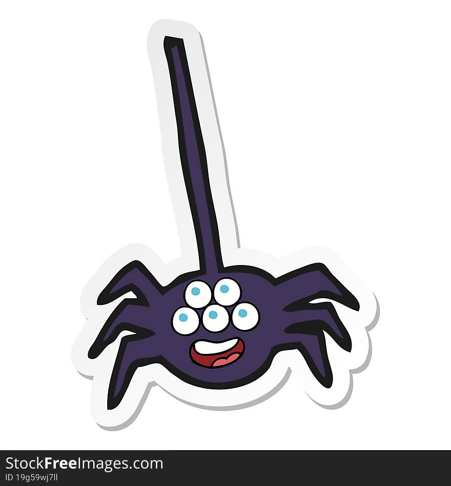 Sticker Of A Cartoon Halloween Spider