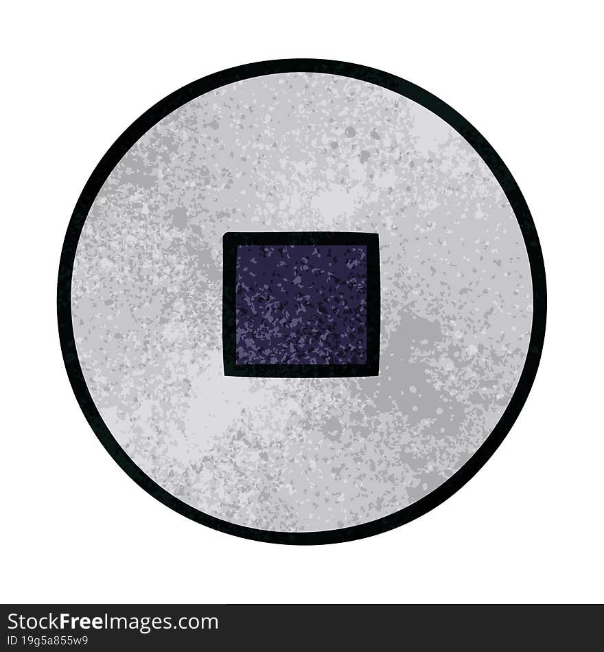 retro grunge texture cartoon stop button