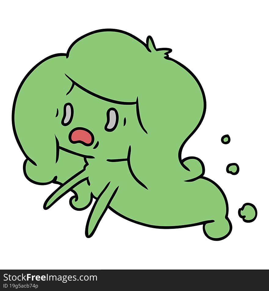 cartoon of kawaii scary ghost