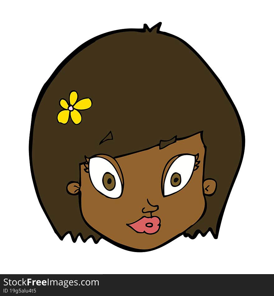 cartoon happy female face