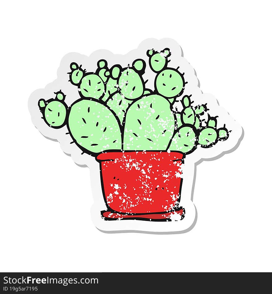 retro distressed sticker of a cartoon cactus