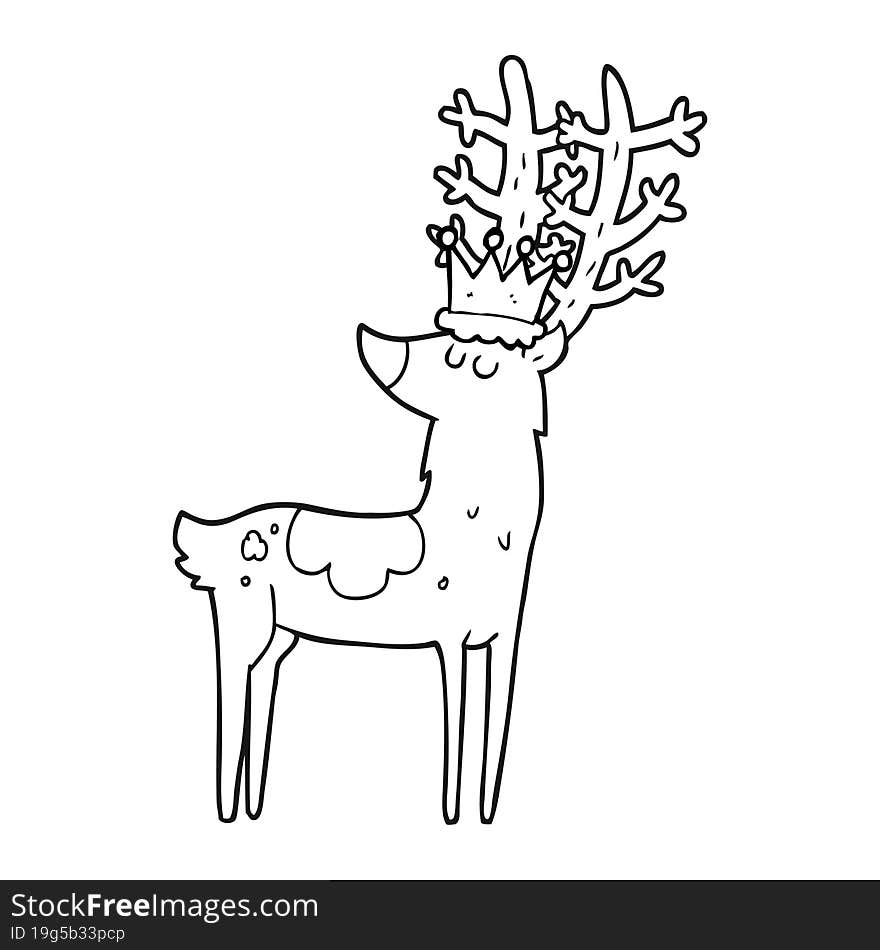 Black And White Cartoon Stag King