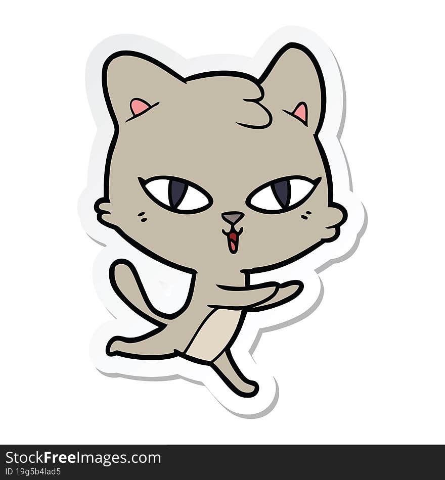 Sticker Of A Cartoon Cat