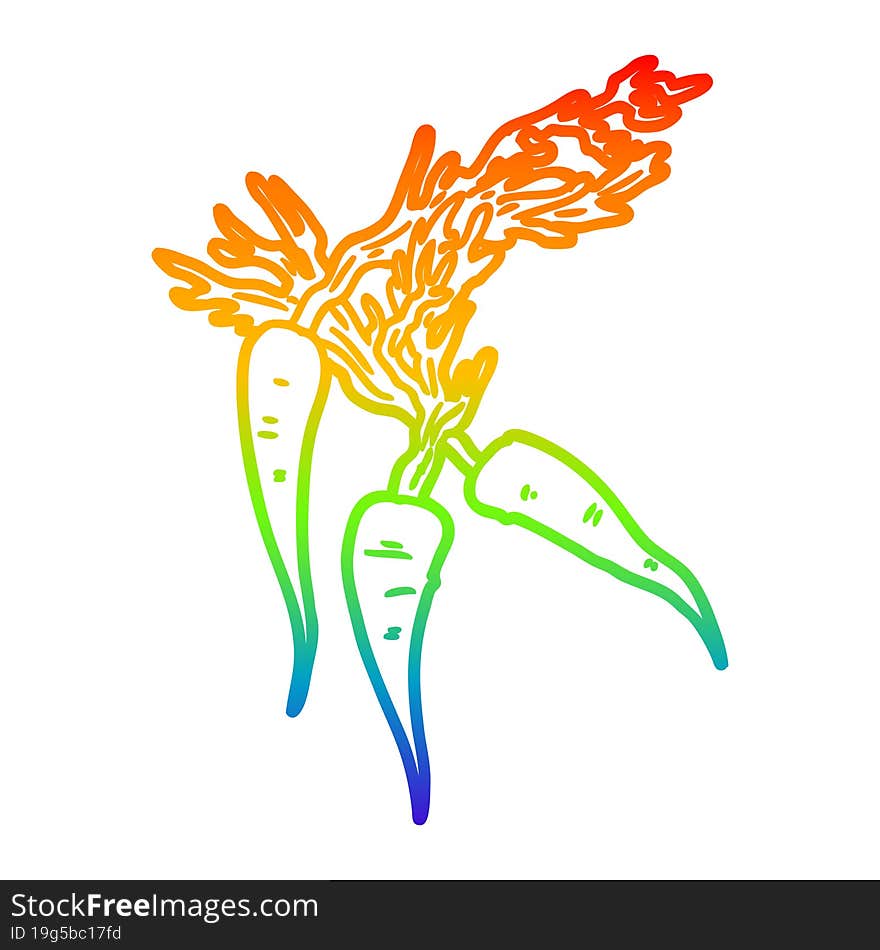 rainbow gradient line drawing cartoon carrots