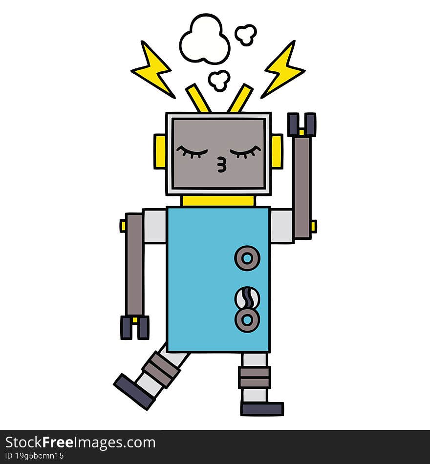 cute cartoon of a malfunctioning robot