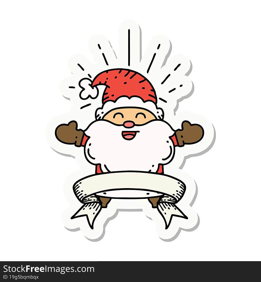 sticker of tattoo style happy santa claus christmas character