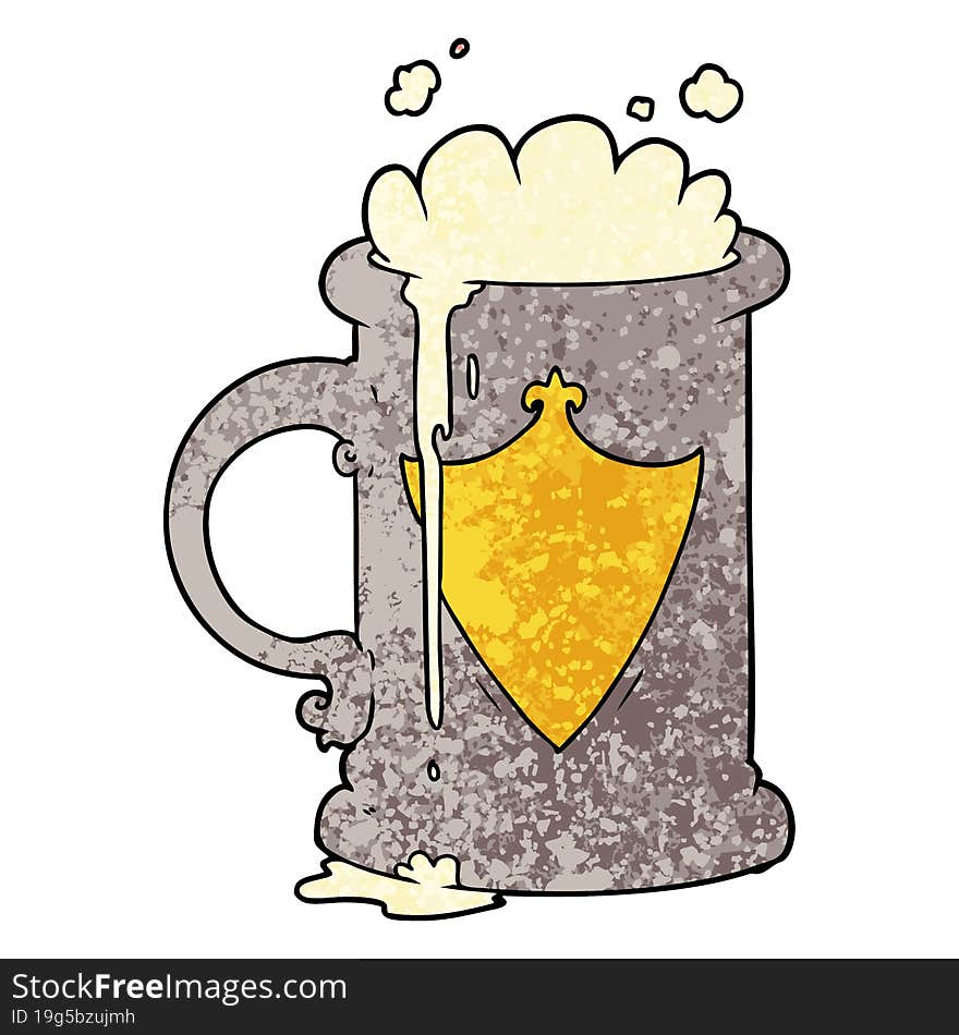 cartoon foaming beer. cartoon foaming beer