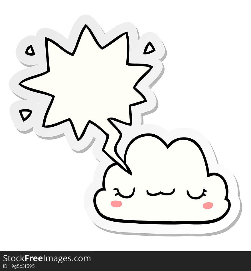 Cute Cartoon Cloud And Speech Bubble Sticker