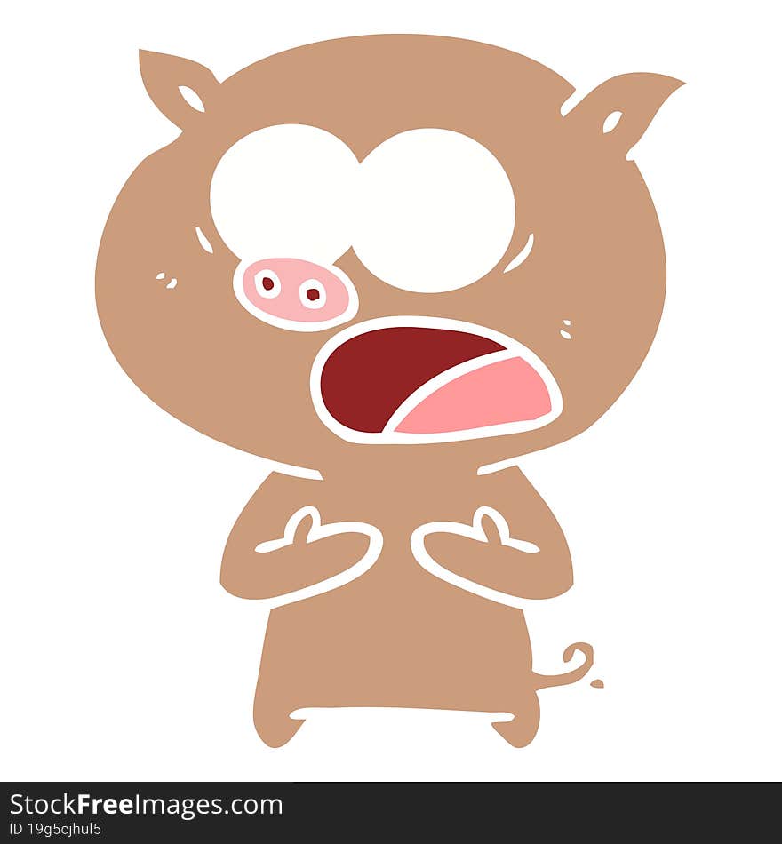 Flat Color Style Cartoon Pig Shouting