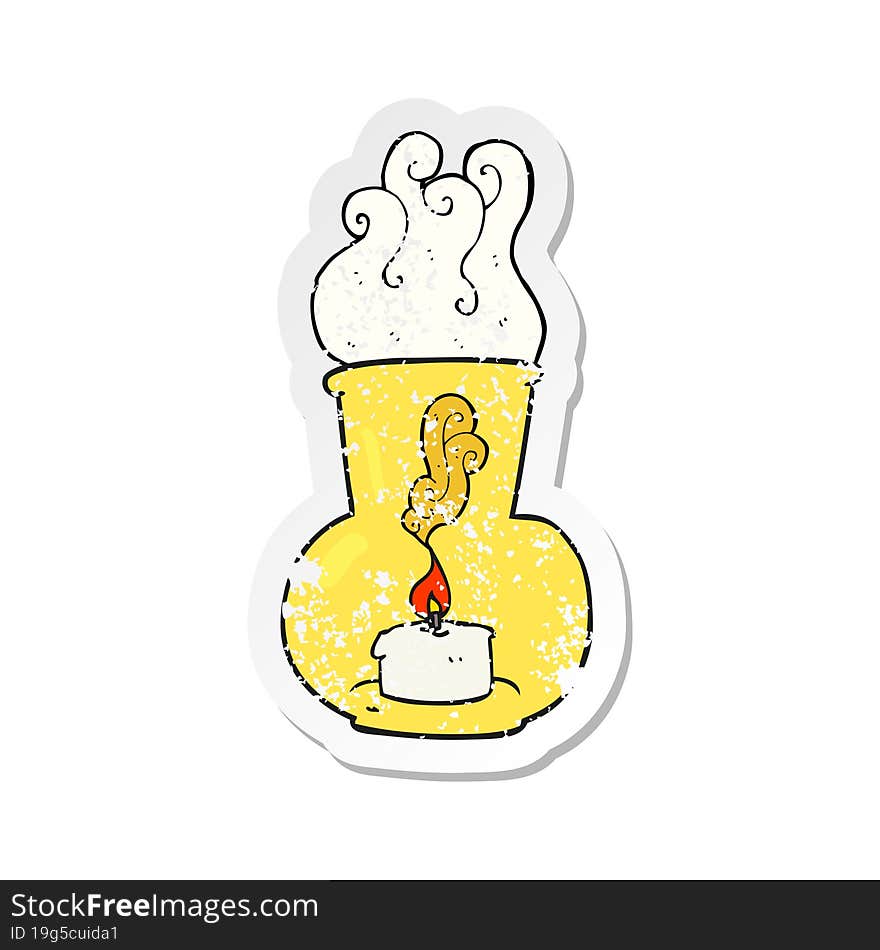 Retro Distressed Sticker Of A Cartoon Old Glass Lantern With Candle