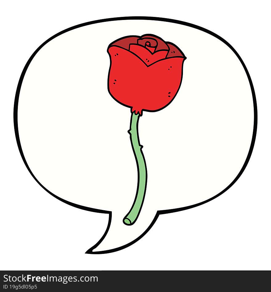 cartoon rose and speech bubble