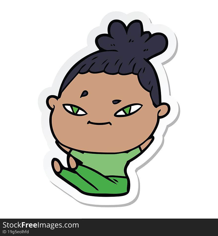 sticker of a cartoon woman