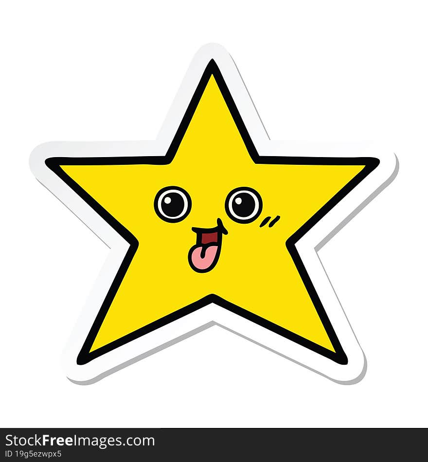 sticker of a cute cartoon gold star