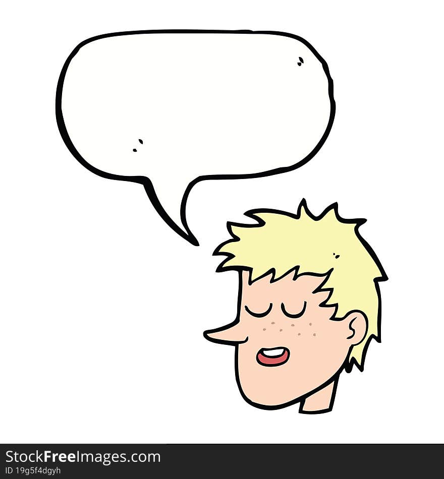 cartoon happy boy face with speech bubble