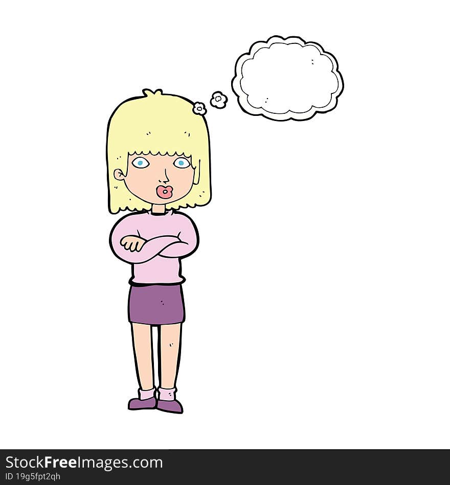 Cartoon Impatient Woman With Thought Bubble