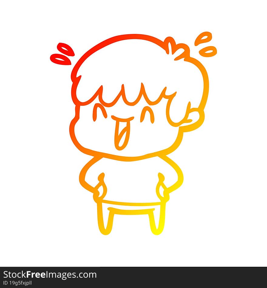 warm gradient line drawing cartoon laughing boy