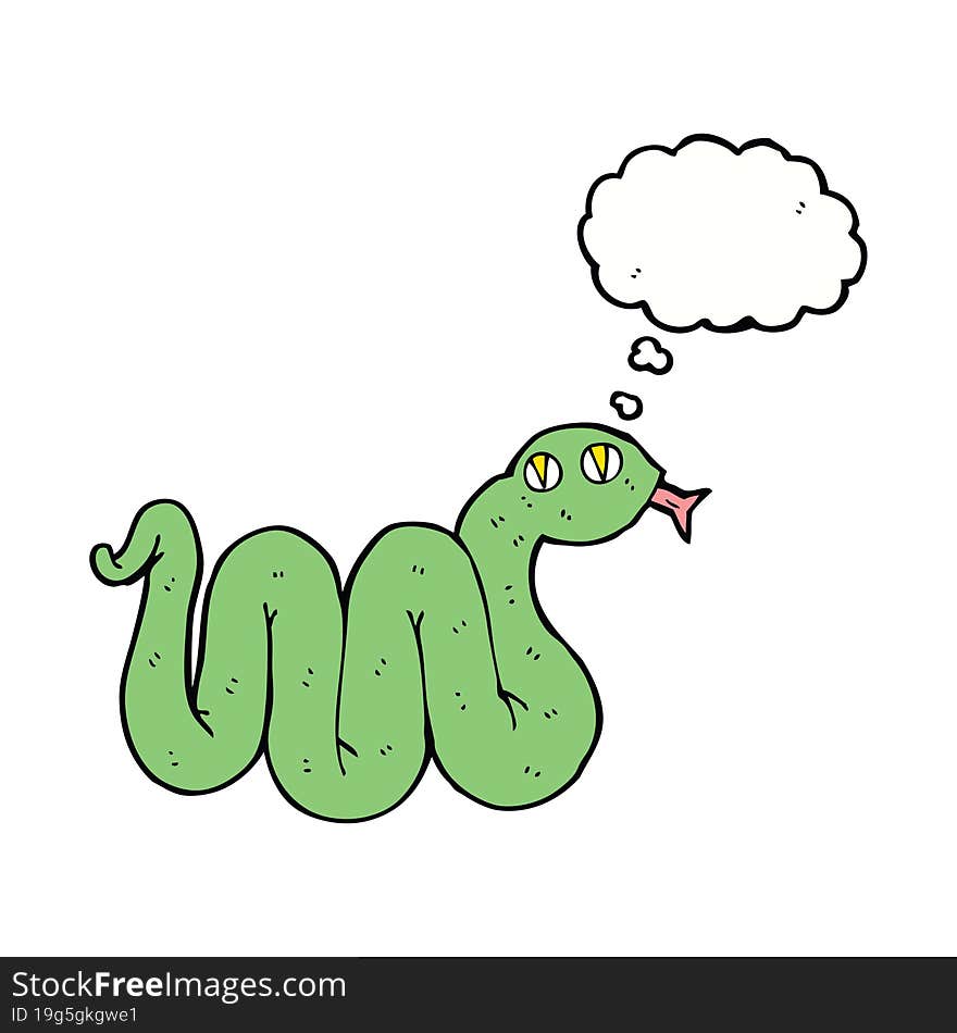 funny cartoon snake with thought bubble