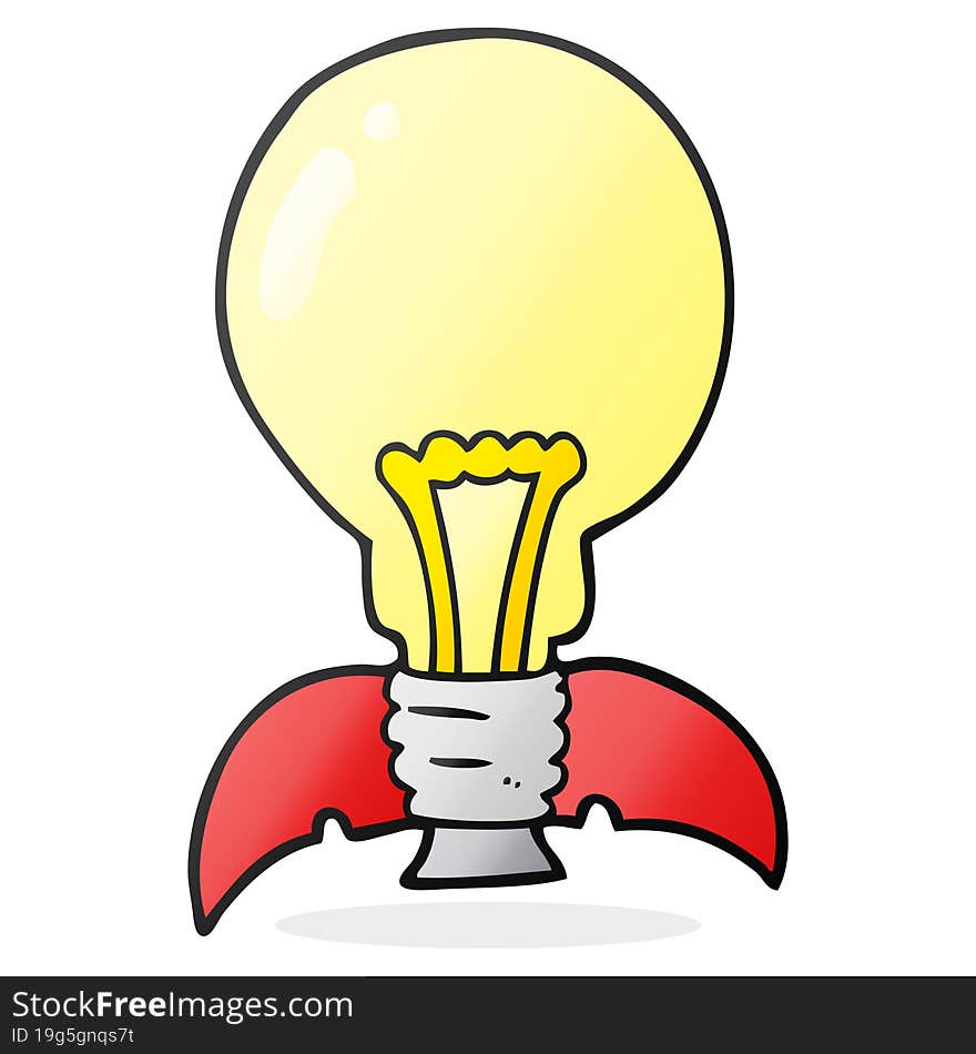 Cartoon Lightbulb Rocket Ship