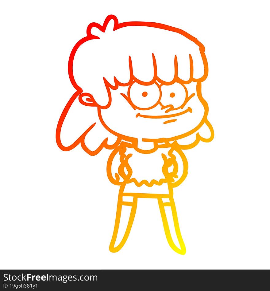 warm gradient line drawing cartoon smiling woman