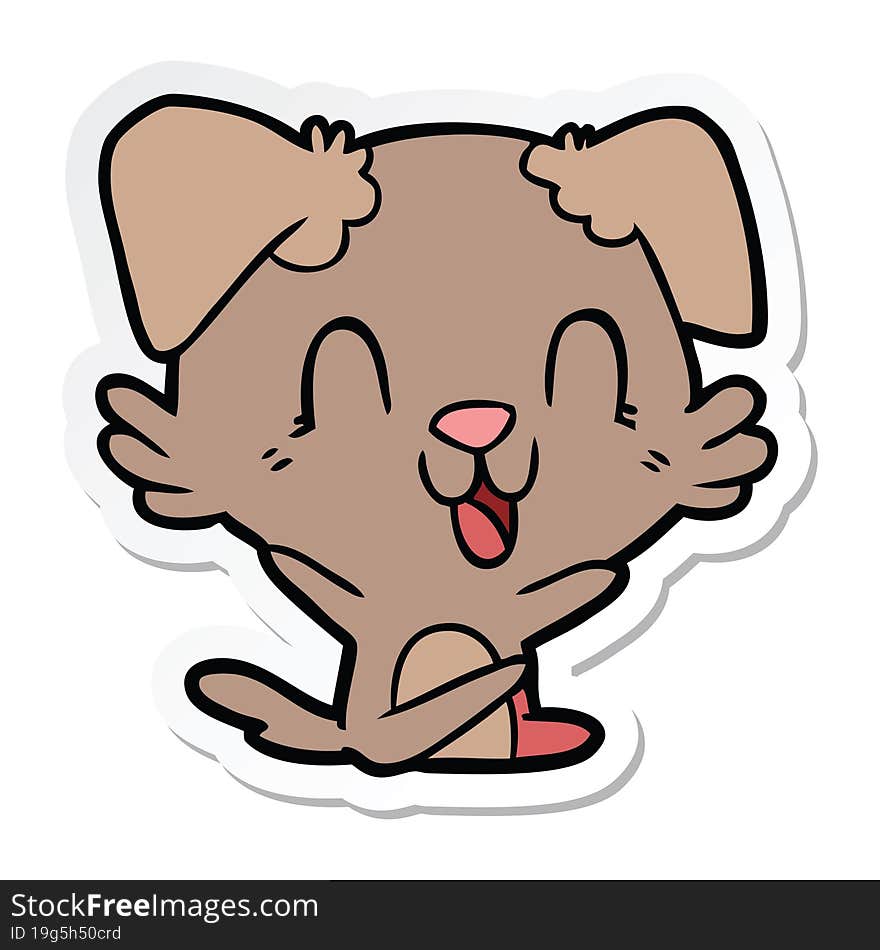 sticker of a laughing cartoon dog