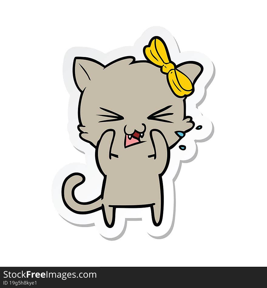 sticker of a cartoon cat