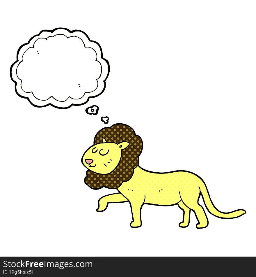 freehand drawn thought bubble cartoon lion