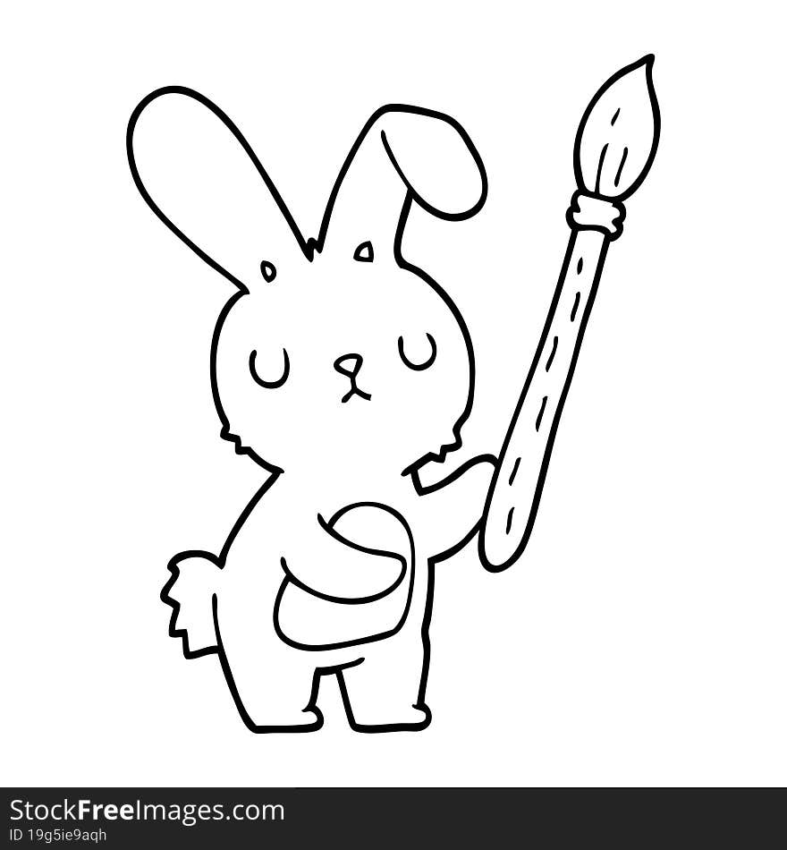 cartoon rabbit with paint brush