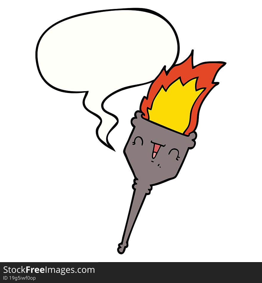 cartoon flaming chalice and speech bubble