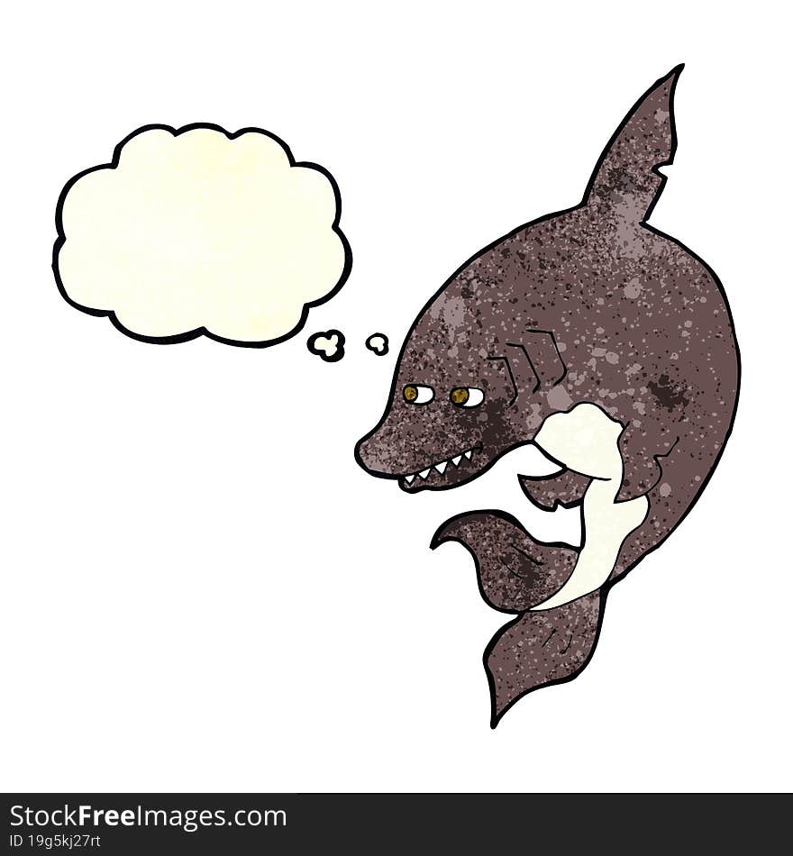 funny cartoon shark with thought bubble