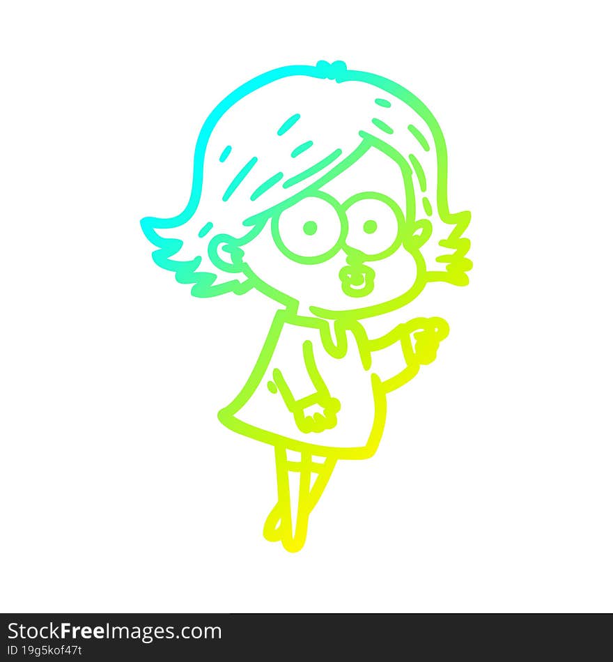 cold gradient line drawing cartoon girl pouting