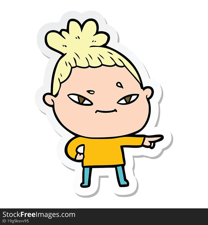 sticker of a cartoon woman