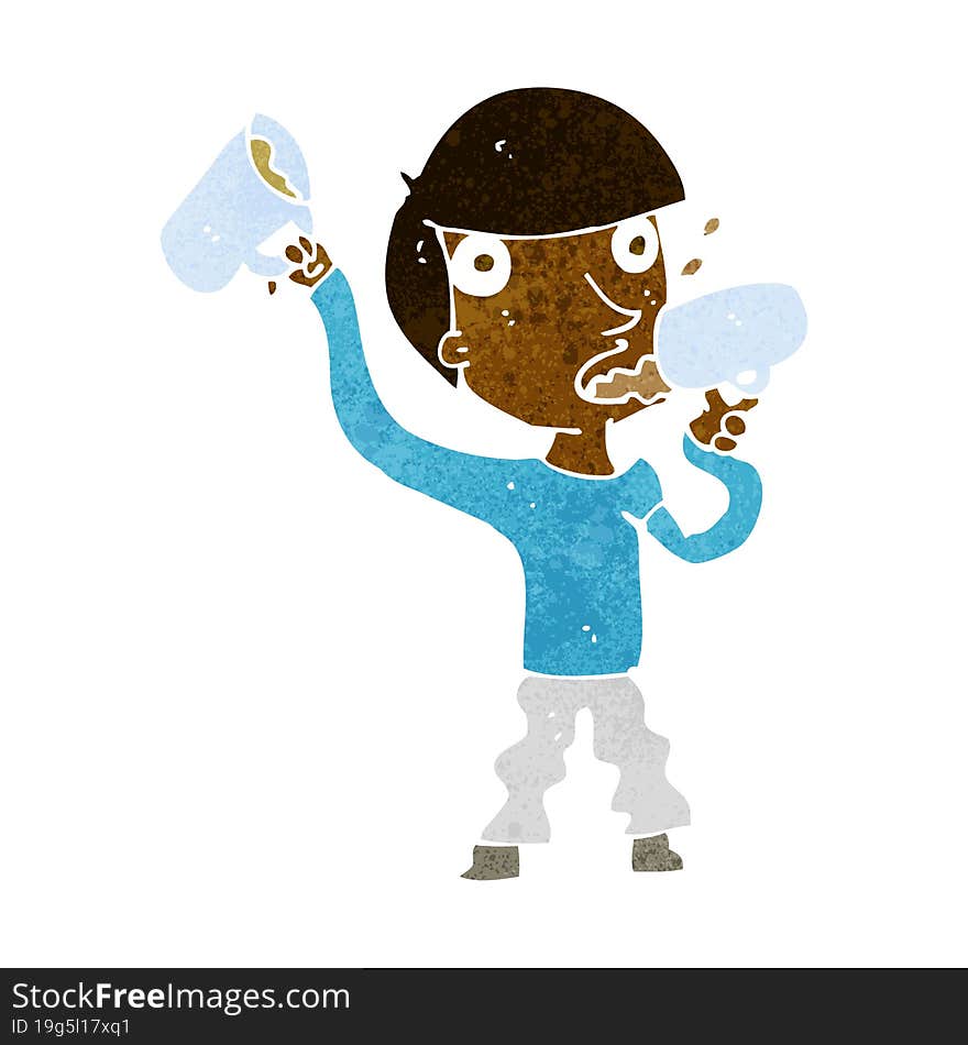 Cartoon Man Drinking Beer