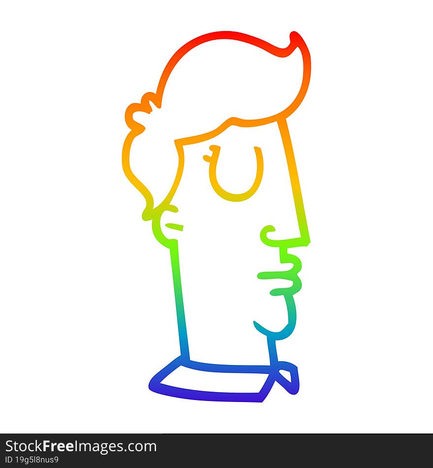 rainbow gradient line drawing cartoon human head