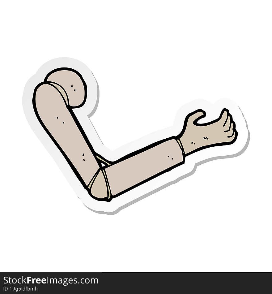 Sticker Of A Cartoon Prosthetic Arm