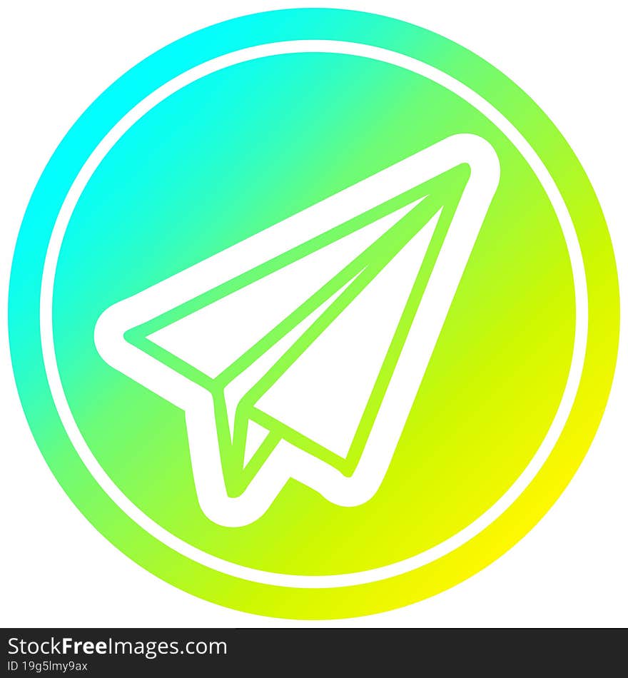 paper plane circular icon with cool gradient finish. paper plane circular icon with cool gradient finish