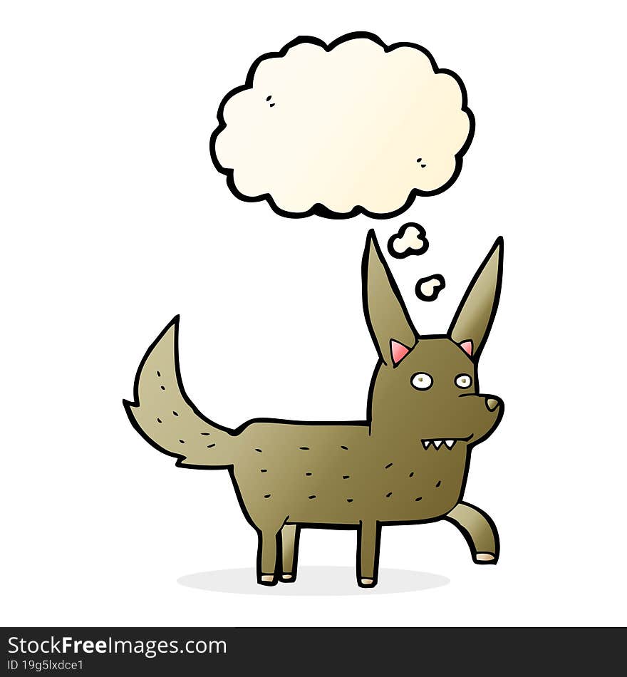 cartoon wild dog with thought bubble