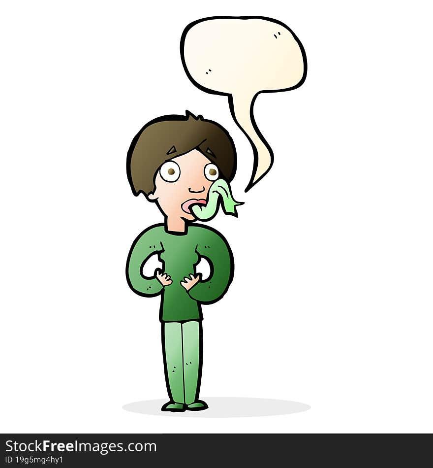 Cartoon Woman Sticking Out Tongue With Speech Bubble