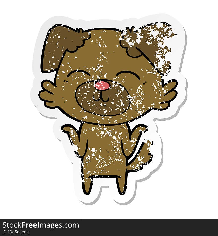 distressed sticker of a cartoon dog