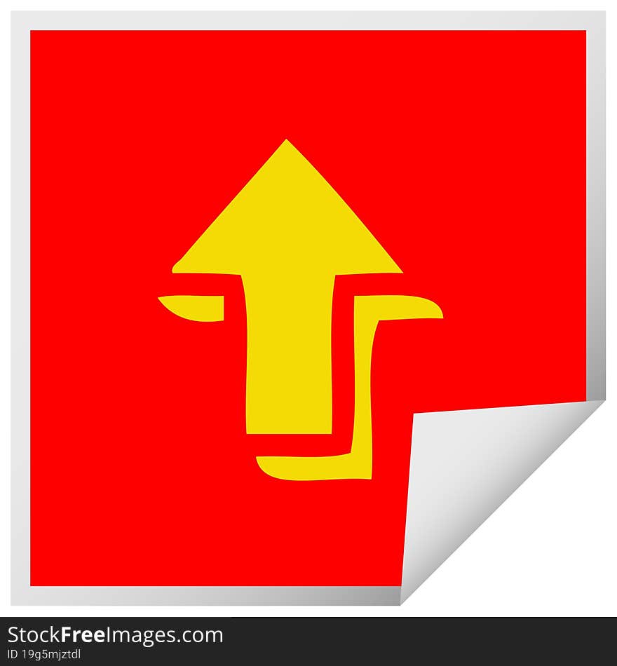 square peeling sticker cartoon pointing arrow