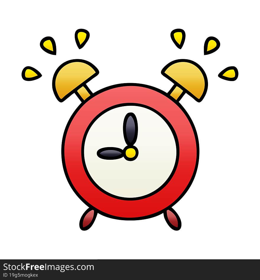 gradient shaded cartoon ringing alarm clock