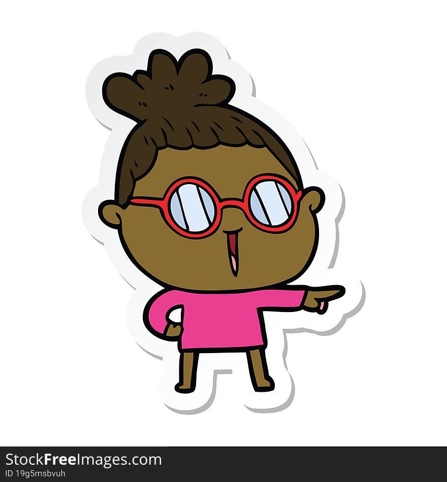 sticker of a cartoon woman wearing spectacles