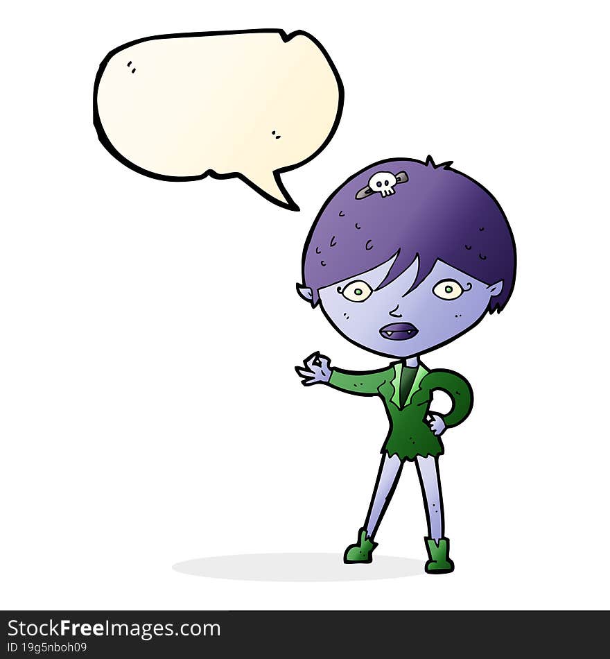 cartoon vampire girl with speech bubble