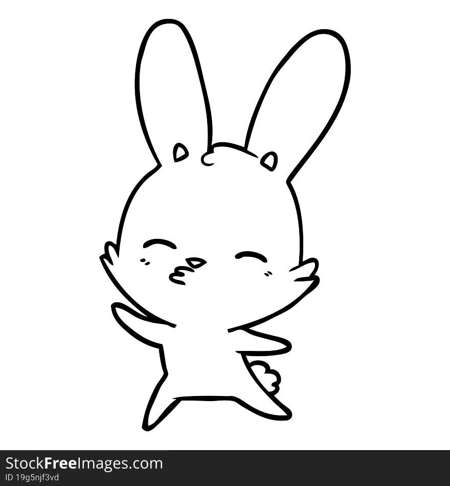 curious waving bunny cartoon. curious waving bunny cartoon