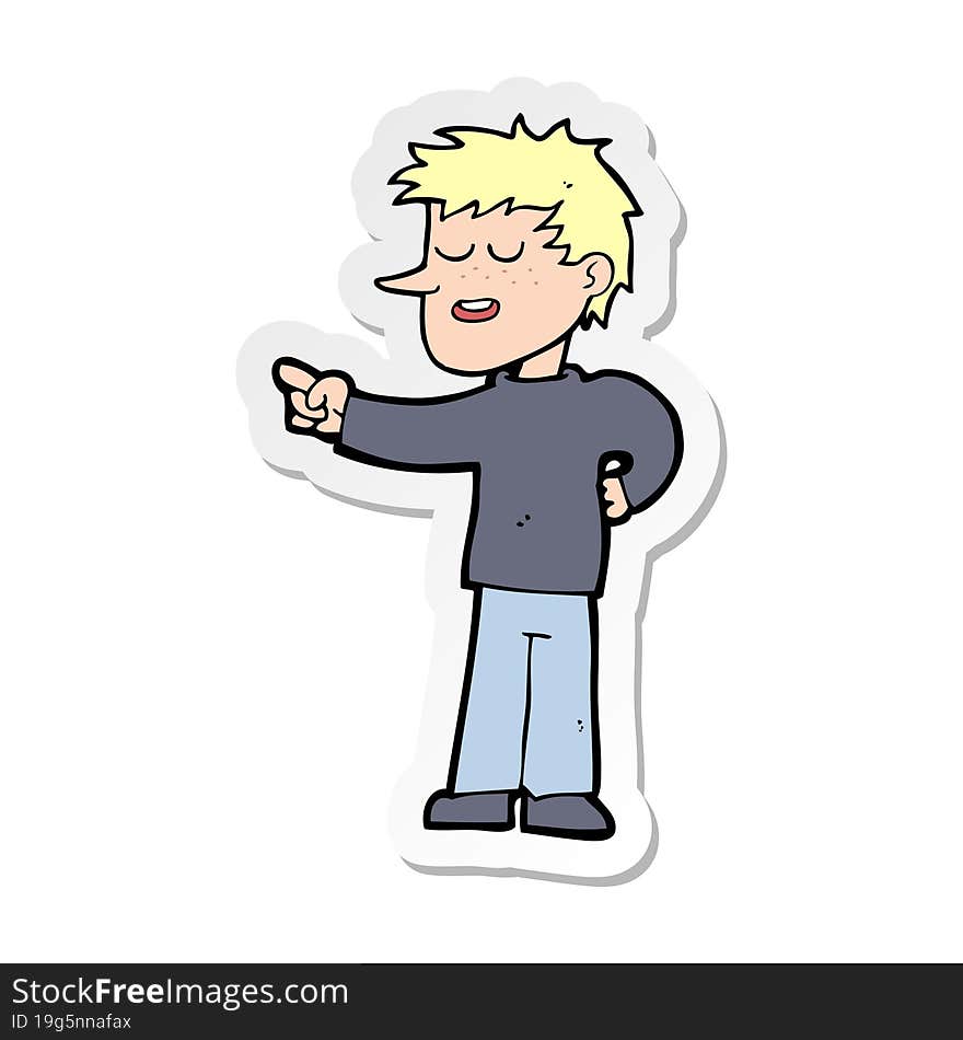 Sticker Of A Cartoon Man Pointing