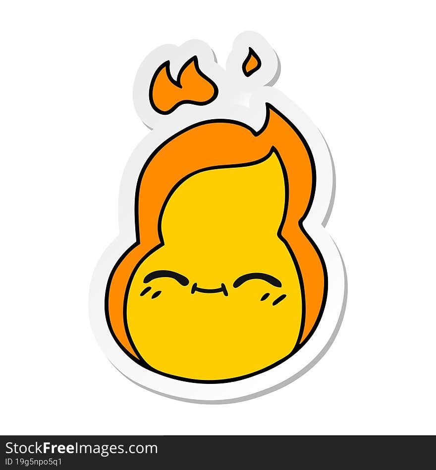 sticker cartoon of cute kawaii fire flame