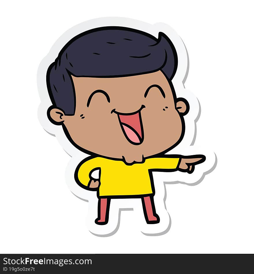 Sticker Of A Cartoon Man Laughing